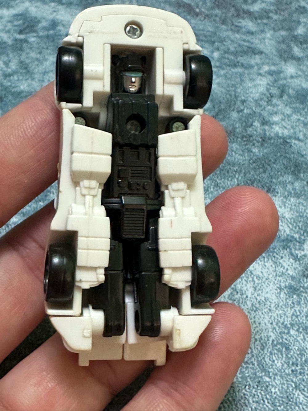 Hasbro Red and White Transformer Robot with Blue-Striped Race Car - Picture 3 of 6